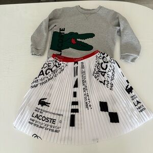 Lacoste Gray Sweatshirt with Crocodile Graphic and skirt size 6